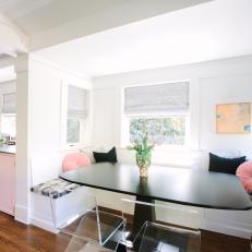 Bright White Breakfast Nook With Built-In Banquette