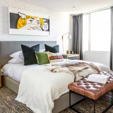 Eclectic Bedroom With Pop Art & Industrial Nightstands