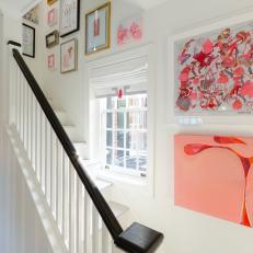 Pink Gallery Wall in Staircase