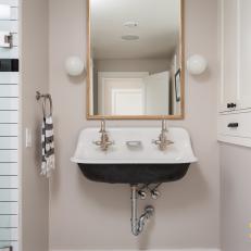 Kids' Bathroom With Classic Black-and-White Color Palette