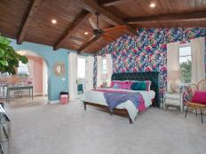 Multicolored Tropical Master Bedroom 