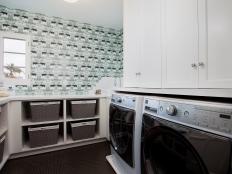 Blue and White Laundry Room