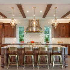 Neutral Chef Kitchen With Gold Stools