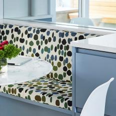 Polka Dot Banquette Seat Near Large Picture Window