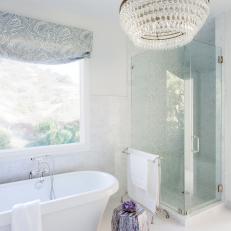 Glam Master Bathroom Includes Glass Shower, Soaking Tub