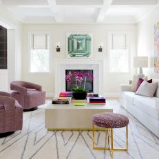 Luxe Sitting Room With Amethyst Armchairs