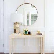 Round Mirror, Console Table Complete Transitional Foyer