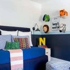 Contemporary Boys' Bedroom With Two-Toned Wall Treatment
