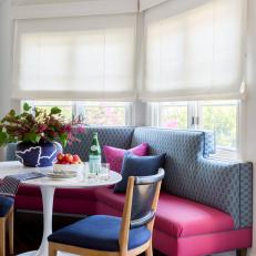 Contemporary Breakfast Nook Boasts Pink-and-Blue Banquette