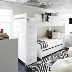 Black and White Bedroom With Cloud Ceiling