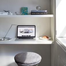 White Built-in Desk and Stool