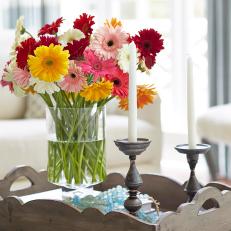 Multicolored Bouquet and Candlesticks