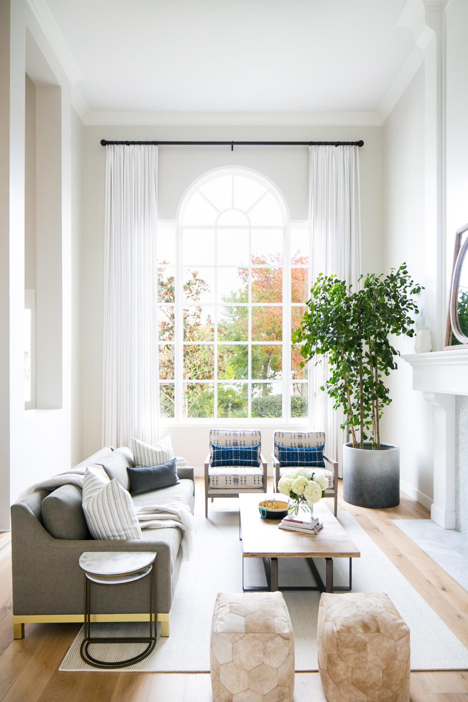 Contemporary Living Room Includes Large Windows | HGTV