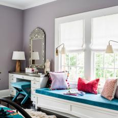 Purple Teen Bedroom With Window Seat