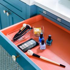 Blue and Orange Makeup Drawer
