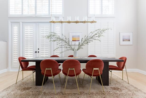Modern White Dining Room With C Red, Modern Red Dining Room Chairs