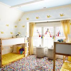 Contemporary Kids' Room With Sunny Yellow Accents