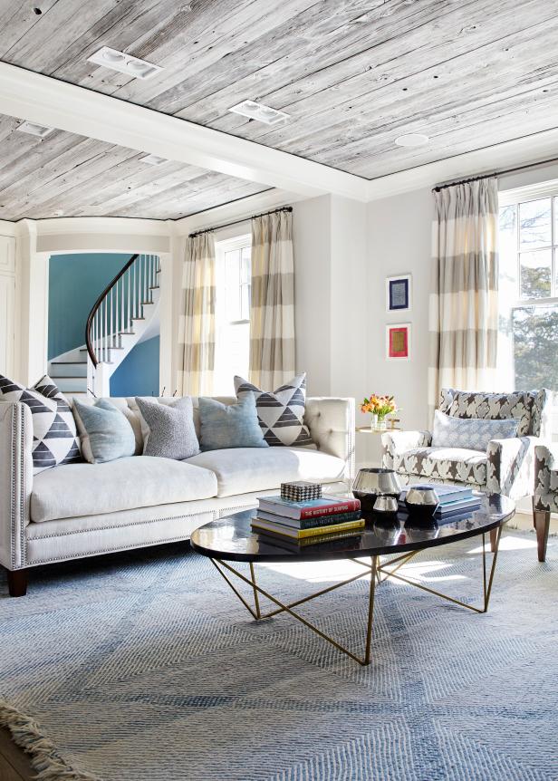 Geometric, Floral Prints Enliven Contemporary Living Room HGTV