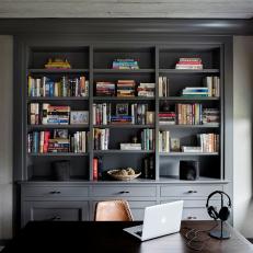 Masculine Home Office With Built-In Bookcase