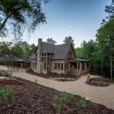Woodland Landscaping, Gravel Drive Set Rustic Tone for Cabin Retreat