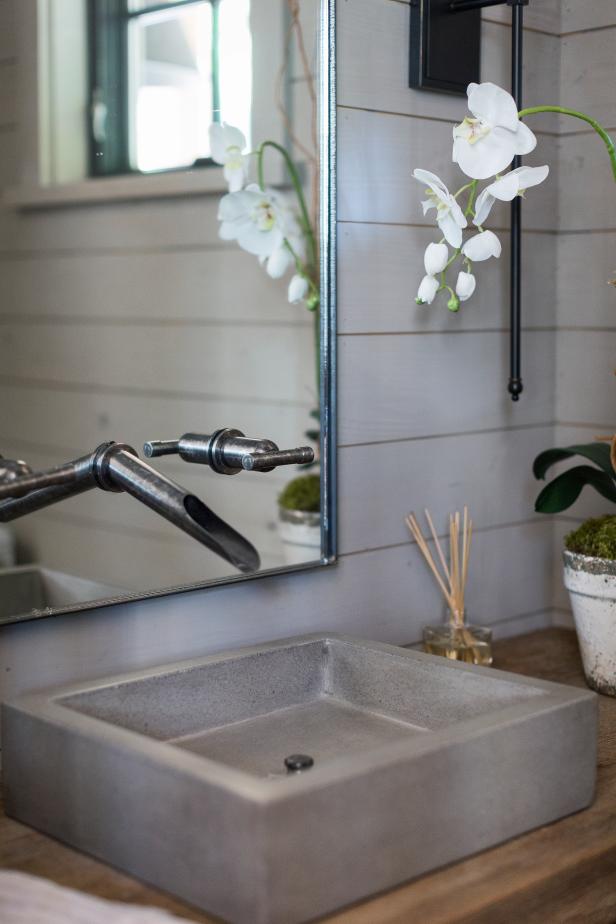 Stone Vessel Sink, Wall-Mounted Faucet Star in Cabin ...