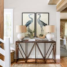 Transitional Foyer and Bird Prints
