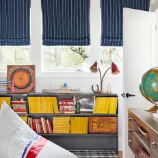 Multicolored Country Playroom With Striped Shades