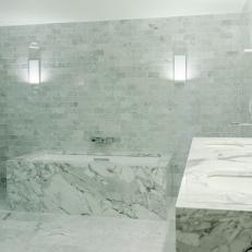 Marble Master Bathroom With Soaking Tub
