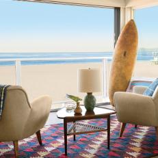 Modern Beach House Sunroom With Midcentury Modern Furnishings