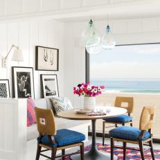 Modern Beach House White Dining Nook With Midcentury Modern Table And Chairs
