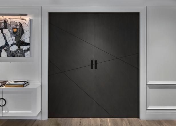 Modern Black Custom Pocket Doors With White Trim Hgtv