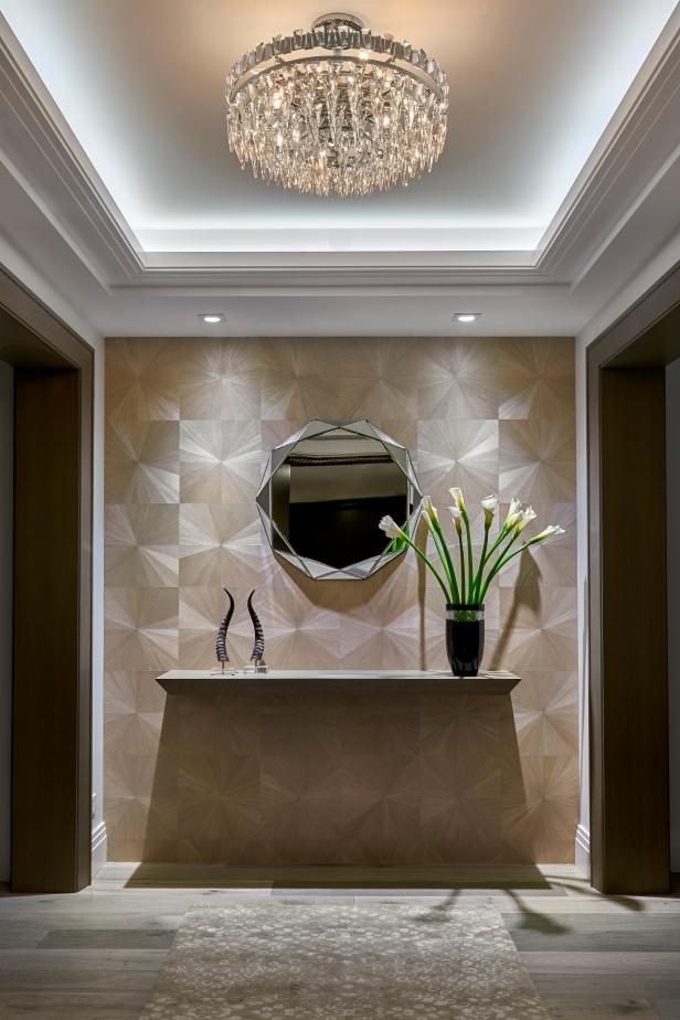 foyer deco modern chandelier accents inspired metallic crystal hgtv interiors