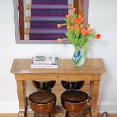 Entryway Complete With Colorful Mirror, Console Table