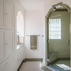 Traditional White Bathroom With Historic Details And Accents