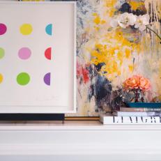 Detailed Look at Damien Hurst Print in Eclectic Kitchen