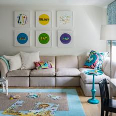 Multicolored Contemporary Playroom With Puzzle