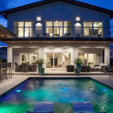 Swimming Pool and Patio at Night