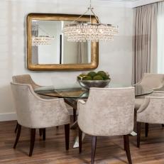 Neutral Dining Room With Velvet Chairs