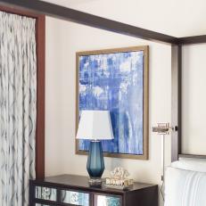 Master Bedroom Nightstand and Blue Lamp