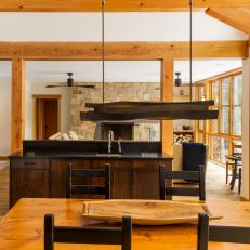 Rustic Great Room With Exposed Fir Beams