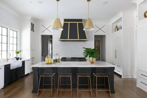 Dramatic Black & Gold Contemporary Kitchen | HGTV