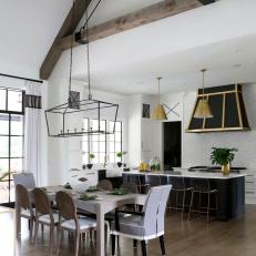 Contemporary Country Eat-In Kitchen With Exposed Beam
