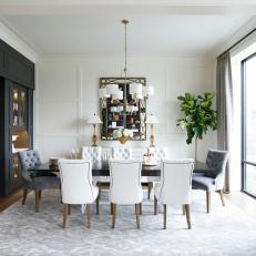 Transitional Formal Dining Room With Black Hutch