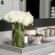 Traditional Master Bathroom Detail With Modern Accessories