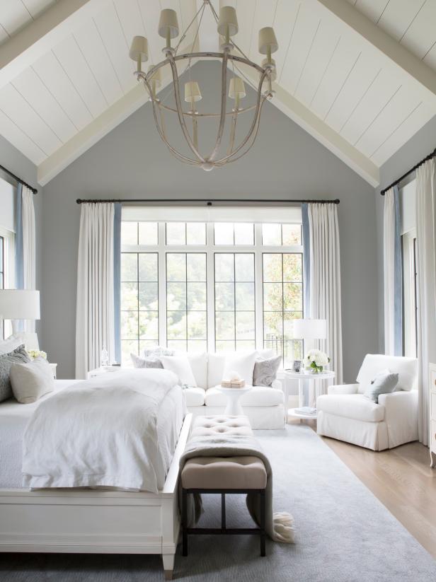 Transitional Neutral Main Bedroom With Vaulted Ceilings Faces Of Design 2018 - How To Decorate Bedroom With Vaulted Ceilings