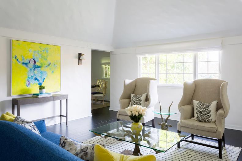 Contemporary Living Room With Yellow Art