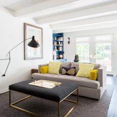 Contemporary Neutral Living Room With Yellow Pillows
