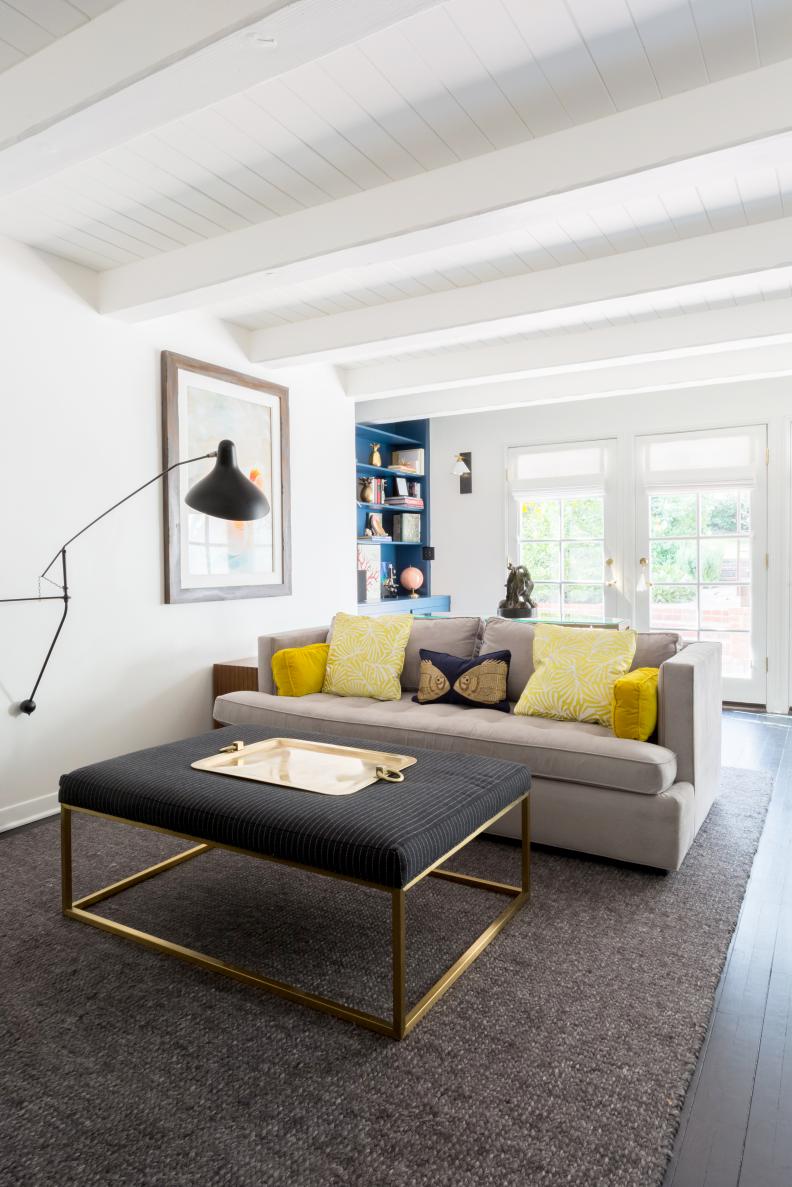 Living Room With Yellow Pillows