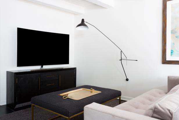 New Black And White Tv Room for Simple Design