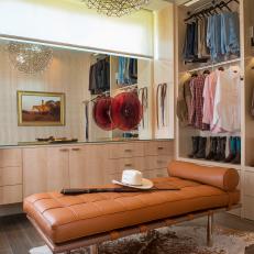 Contemporary Rustic Walk-In Closet With Chaise